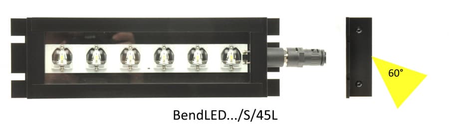 BendLED lamp with side emission and outlet on the left